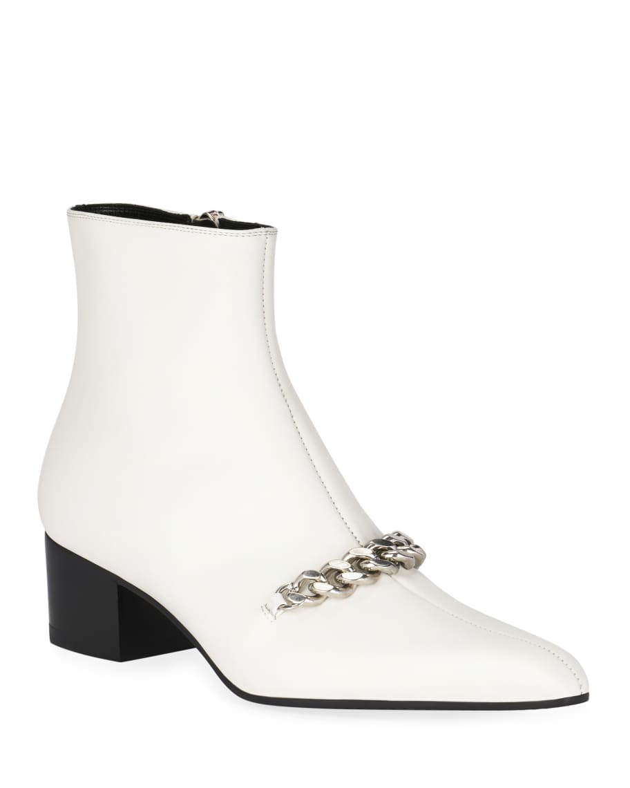 TOM FORD Leather Chain Ankle Booties | Neiman Marcus