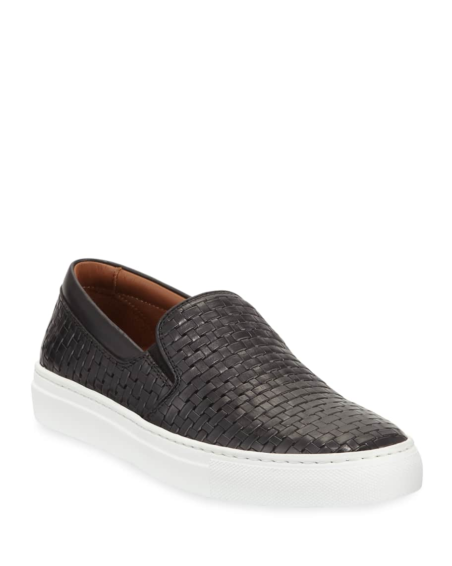 Aquatalia Ashlynn Woven Leather Slip-On Sneakers | Neiman Marcus