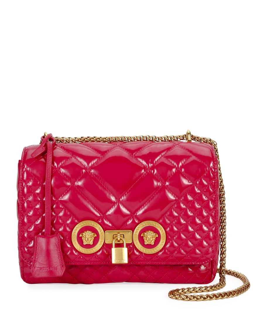 Versace Icon Quilted Patent Shoulder Bag | Neiman Marcus