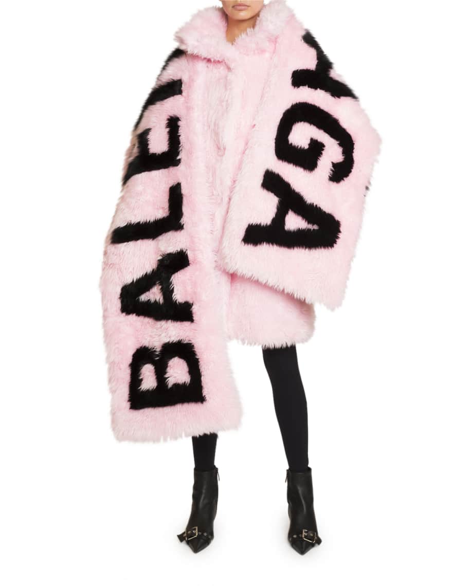 Balenciaga Oversized Faux-Fur Logo Scarf | Marcus