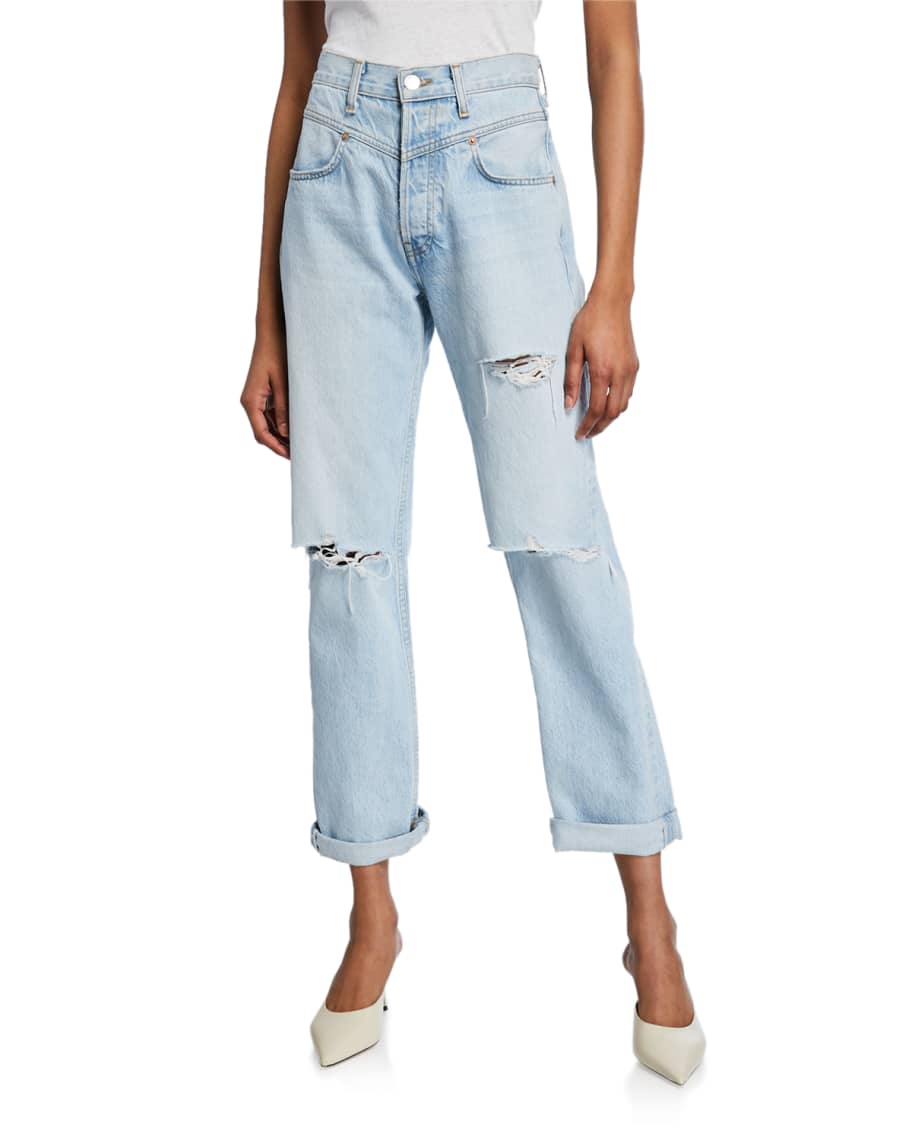 RE/DONE The 90s Double-Yoke Distressed Jeans | Neiman Marcus