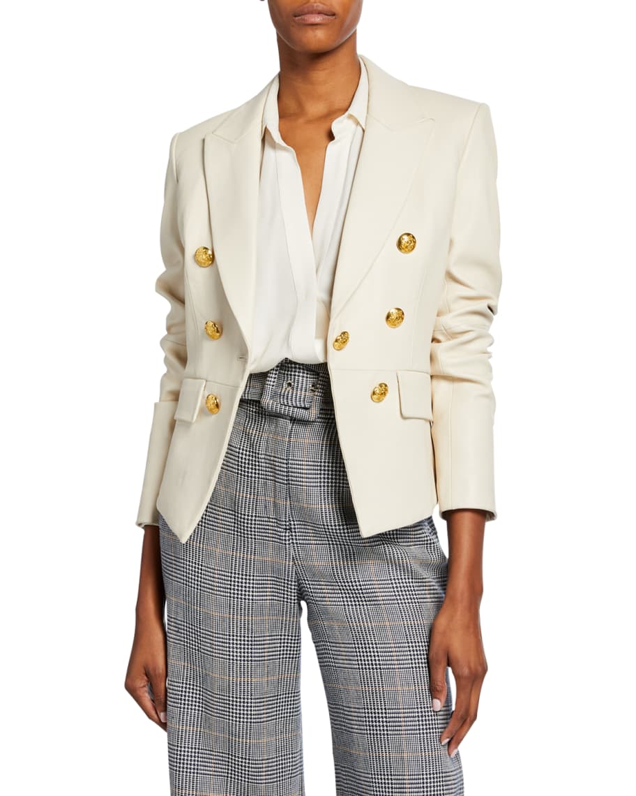 Veronica Beard Cooke Leather Double Breasted Jacket Neiman Marcus