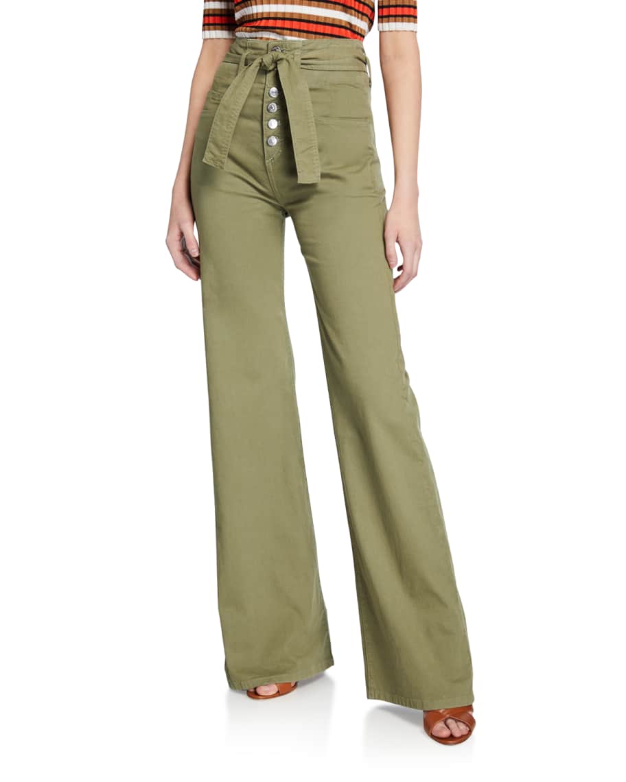 Veronica Beard Rosanna High Rise Corset Wide Leg Jeans Neiman Marcus