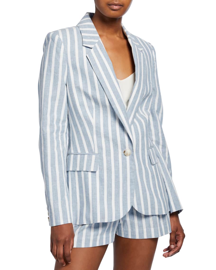 L'Agence Scout Striped Linen Blazer | Neiman Marcus
