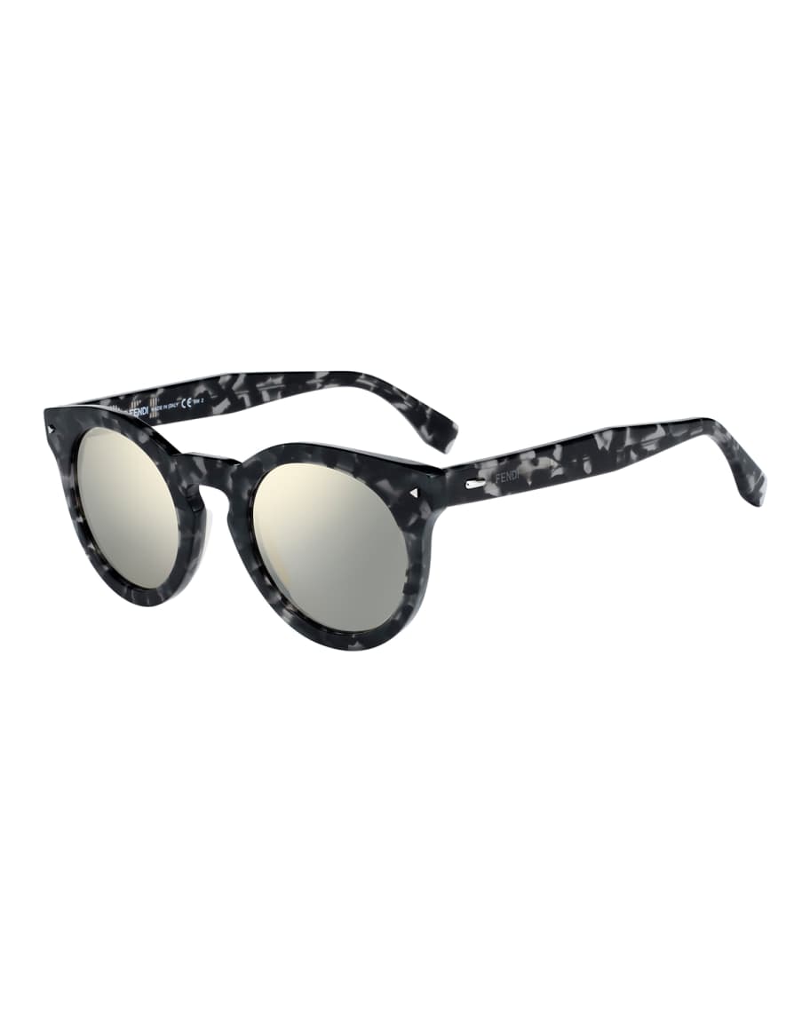 Fendi Round Mirrored Acetate Sunglasses | Neiman Marcus