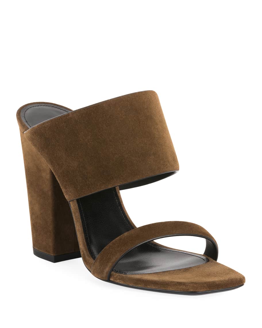 Saint Laurent Oak Suede Mule Sandals Neiman Marcus
