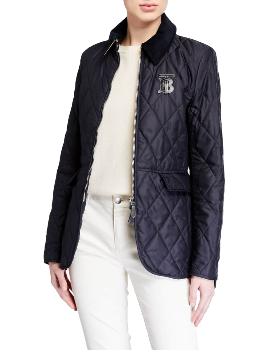 Burberry monogram motif quilted riding jacket clearance