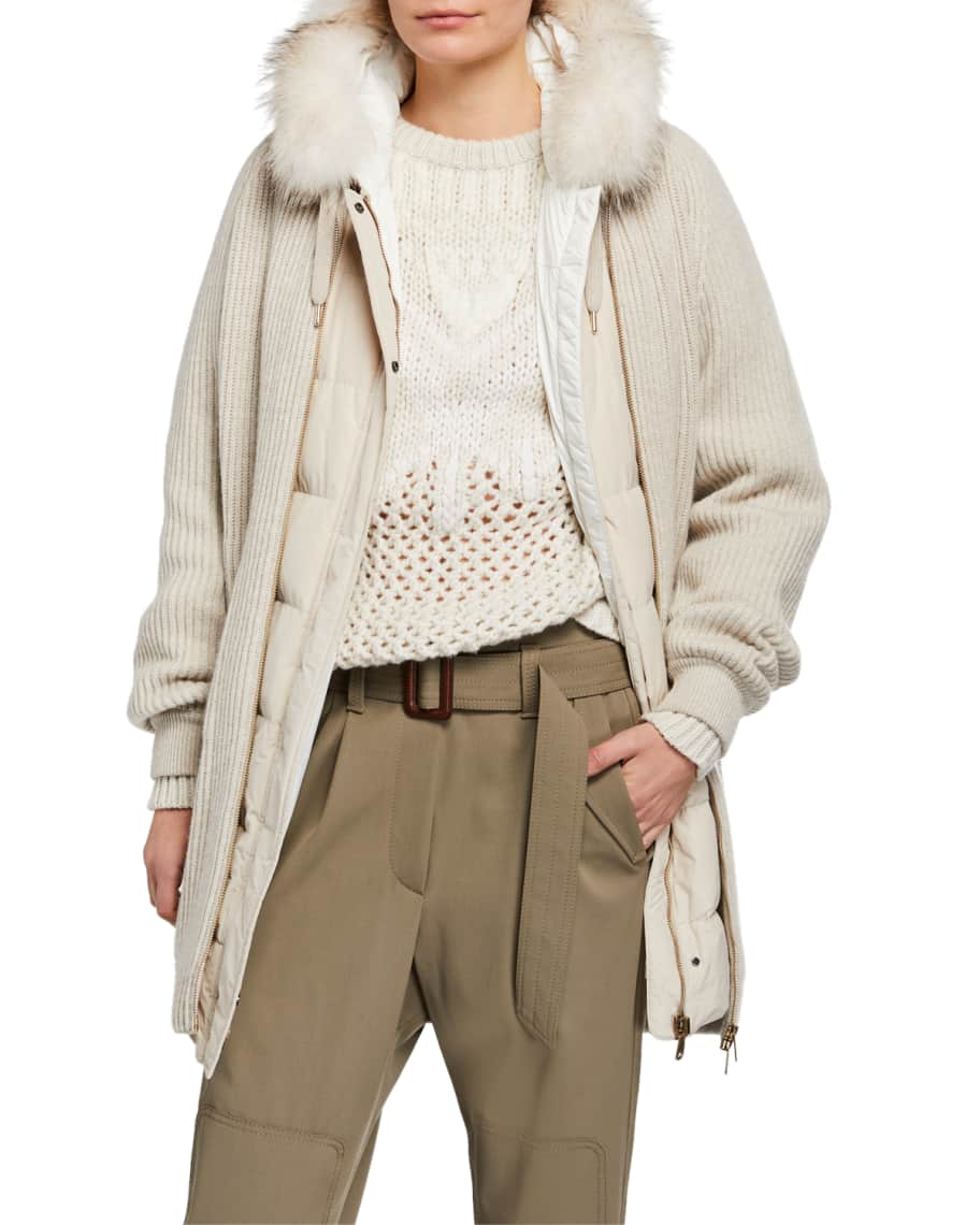 Fur trim cashmere cardigan 2025