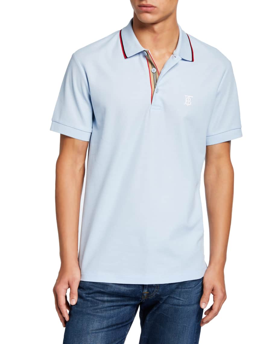 Icon Stripe Collar Polo Shirt in Coal Blue - Men