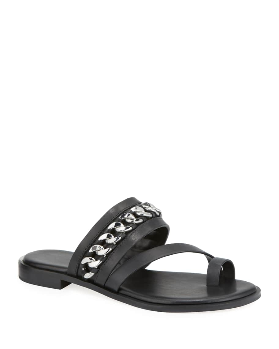 MICHAEL Michael Kors Bergen Flat Leather Chain Sandals | Neiman Marcus