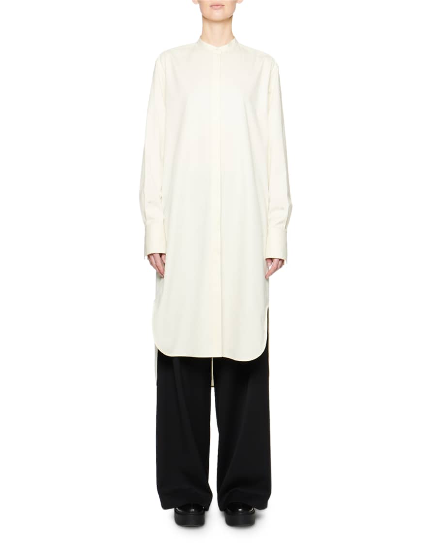 THE ROW Sona Long-Sleeve Cotton Shirtdress | Neiman Marcus