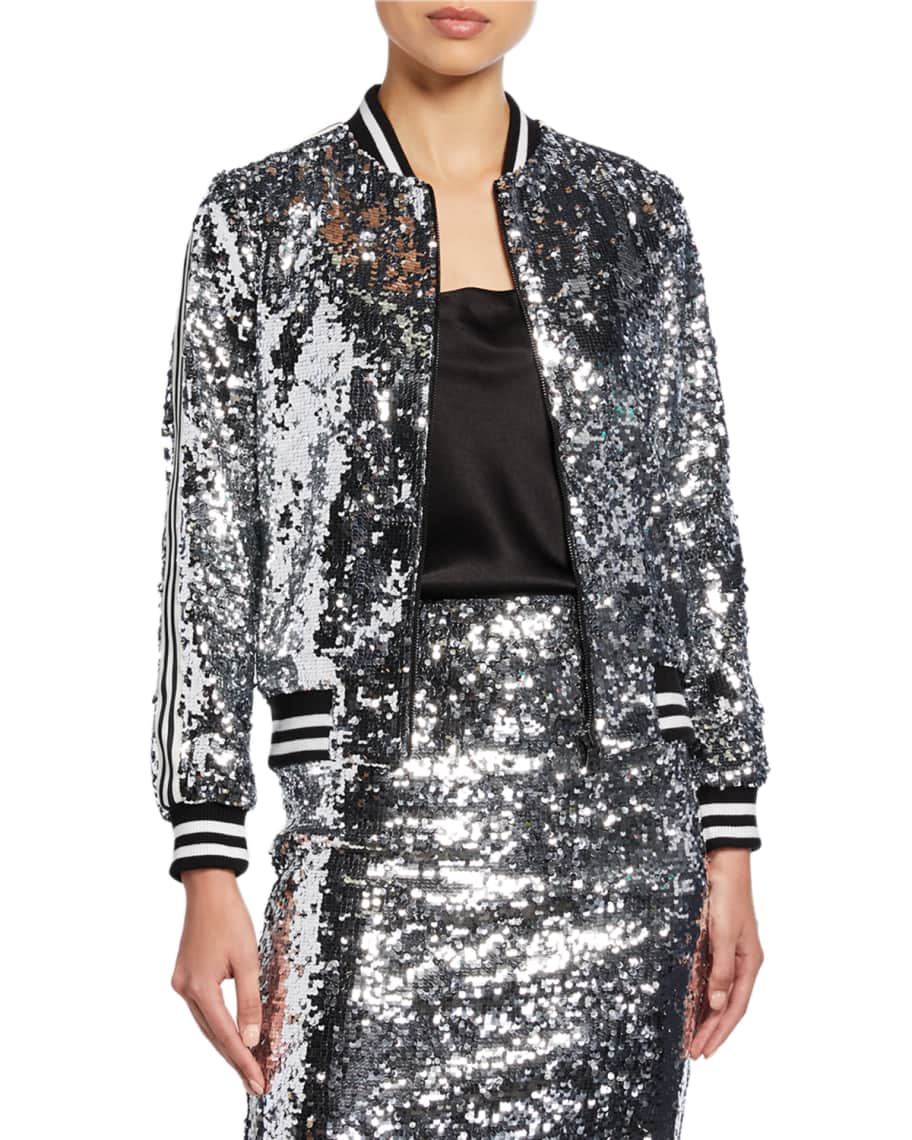 Alice and olivia sequin bomber jacket hot sale