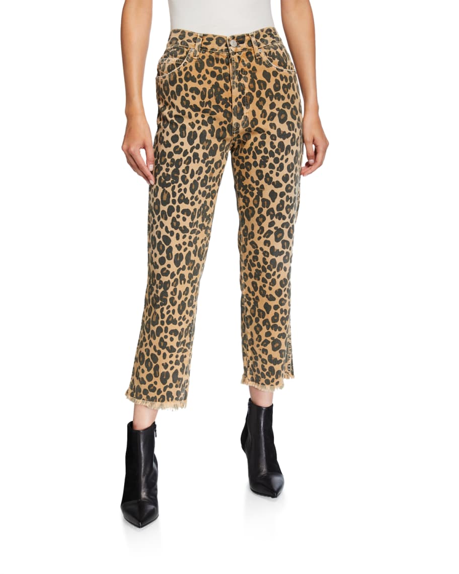 AMO Denim Loverboy Leopard-Print Relaxed Cropped Straight Jeans ...