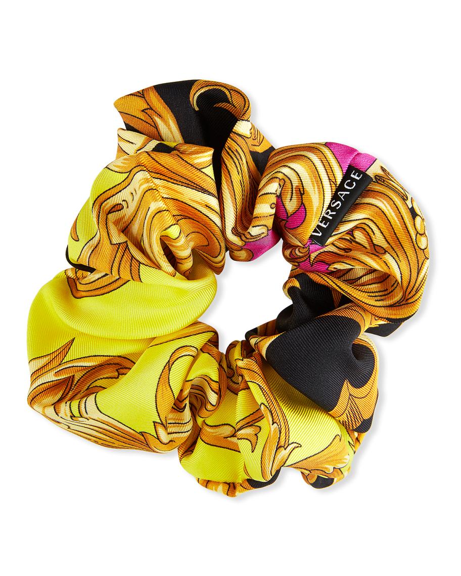 Versace Baroque Print Silk Scrunchie | Neiman Marcus
