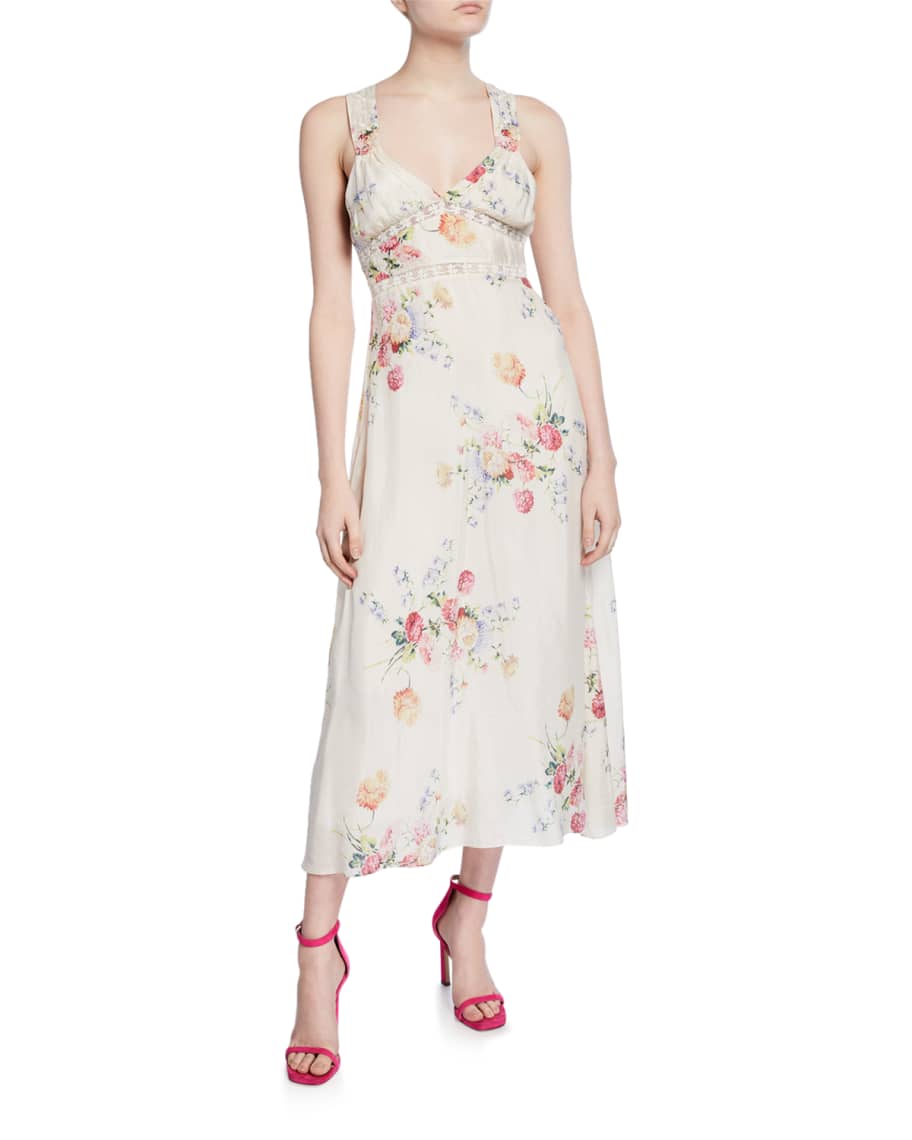 LoveShackFancy Sabina Sleeveless Floral Lace-Inset Dress | Neiman Marcus