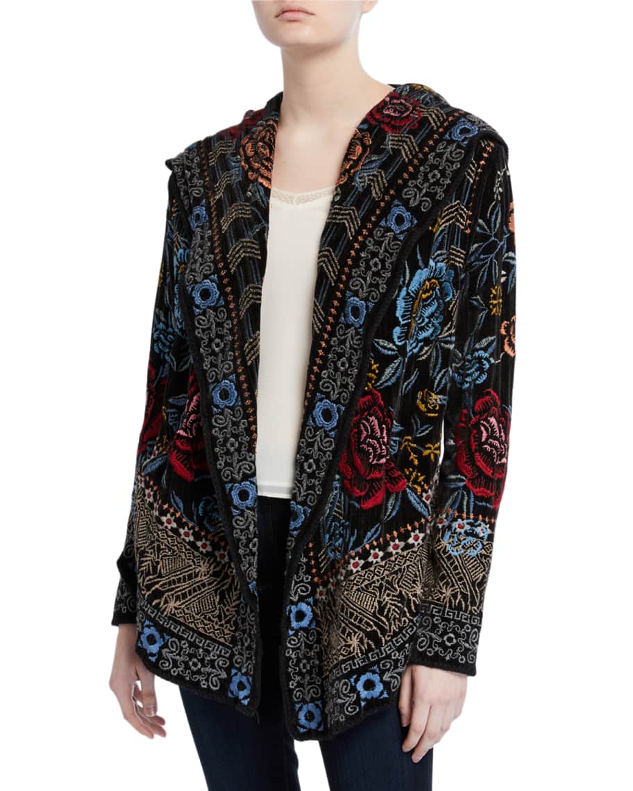Johnny Was Plus Size Pasca Embroidered Chenille Short Hoodie Jacket ...