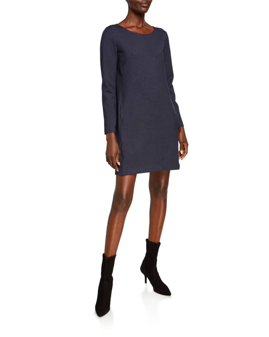 Theory Scoop-Neck Long-Sleeve Panel Knit Dress | Neiman Marcus