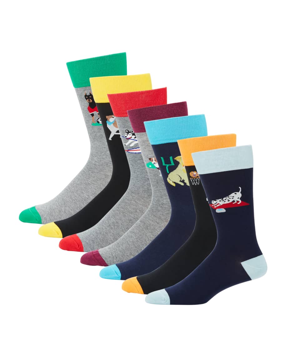 Neiman Marcus Men's Top Dog 7-Pack Combed Cotton Socks | Neiman Marcus