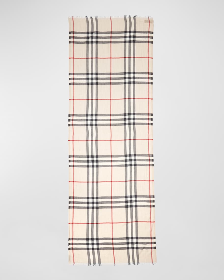 Burberry Scarf Giant Check Gauze - Modal Cashmere Silk Shawl