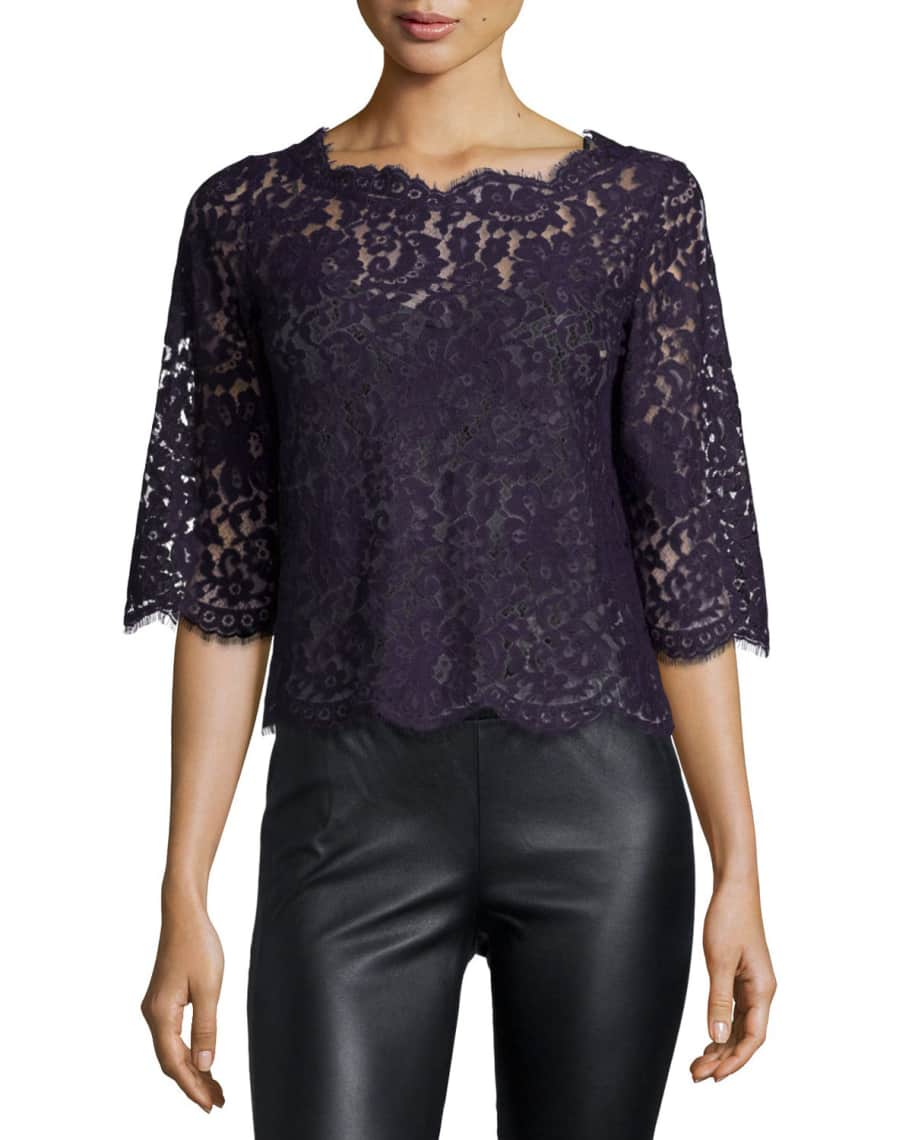 Joie Elvia Scalloped Lace Top Neiman Marcus