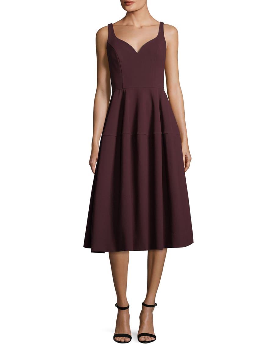 Jill Jill Stuart Sweetheart-Neck Sleeveless Stretch-Crepe Midi Cocktail  Dress