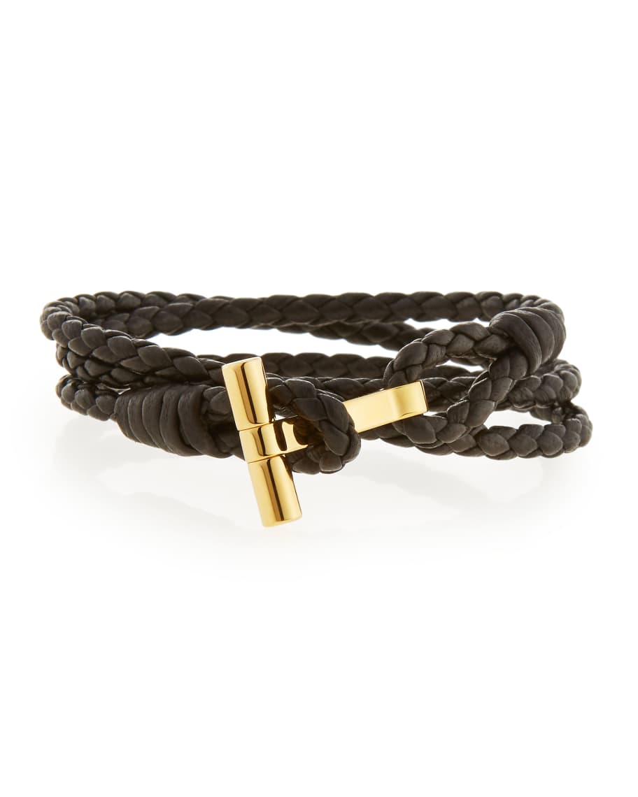 TOM FORD Men's Leather T Wrap Bracelet, Large | Neiman Marcus