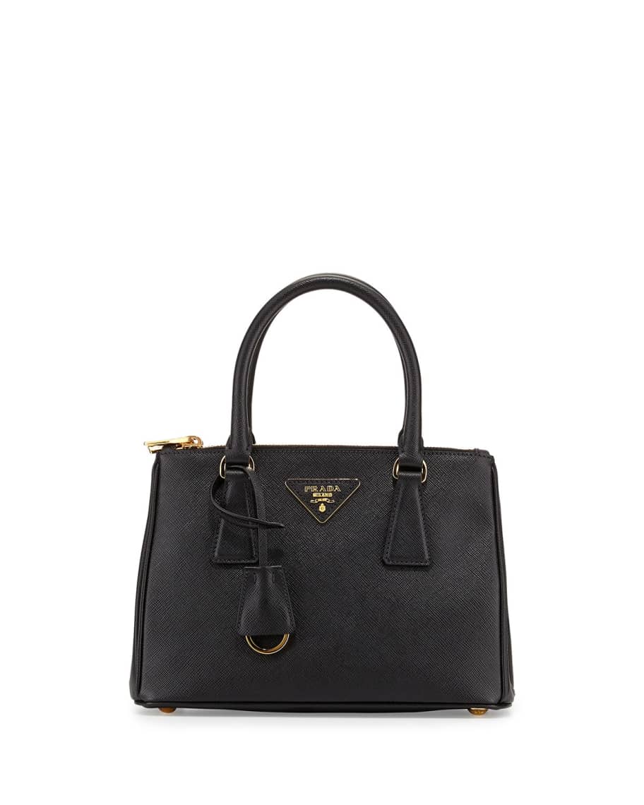 Prada Saffiano Mini Double-Zip Tote Bag | Neiman Marcus