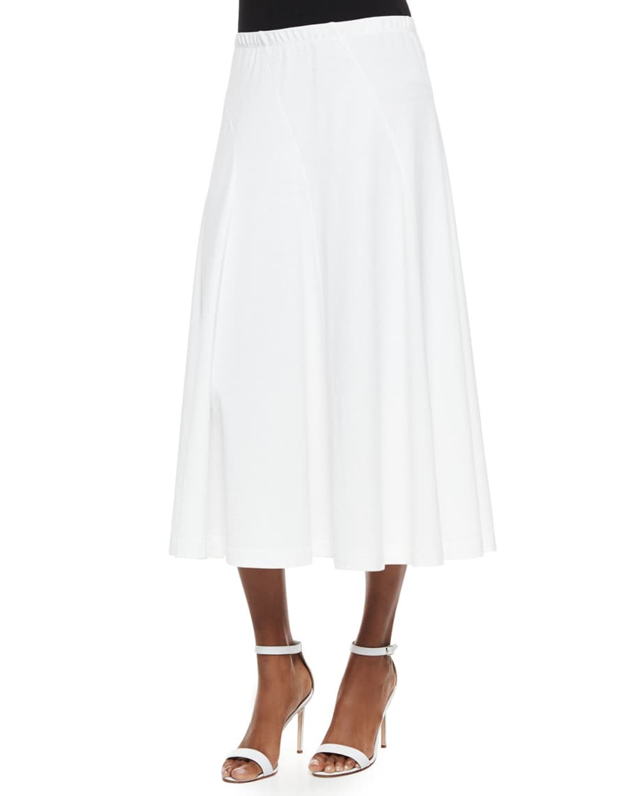 Joan Vass Seamed Midi Skirt, Plus Size | Neiman Marcus