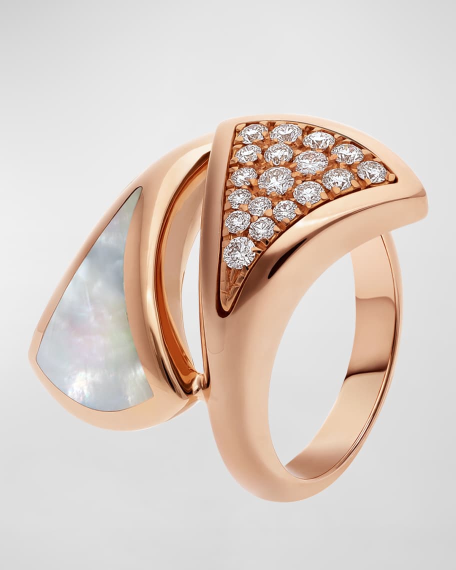 BVLGARI Divas' Dream 18k Rose Gold Mother-of-Pearl and Diamond Ring Size 51  - 5 3/4 | Neiman Marcus