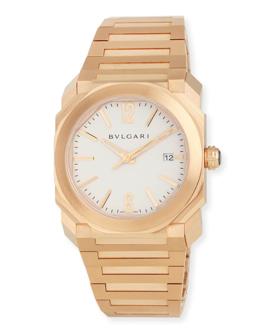 BVLGARI 38mm Octo Solotempo Pink Gold Watch | Neiman Marcus