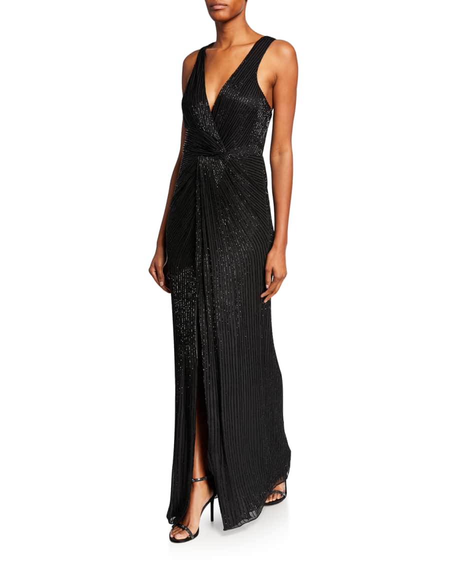 Parker Monarch Sequin V-Neck Sleeveless Gown | Neiman Marcus