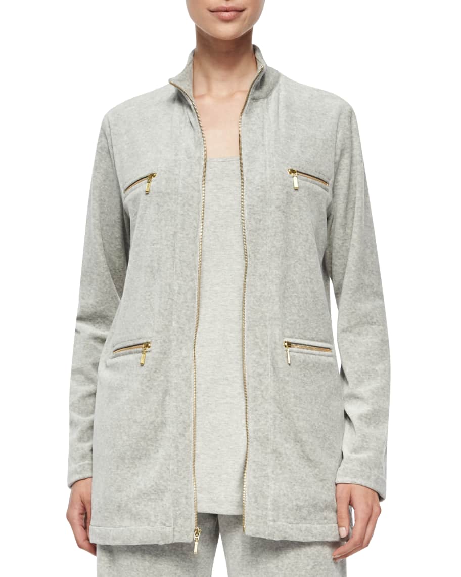 Joan Vass Velour 4 Pocket Long Jacket Neiman Marcus