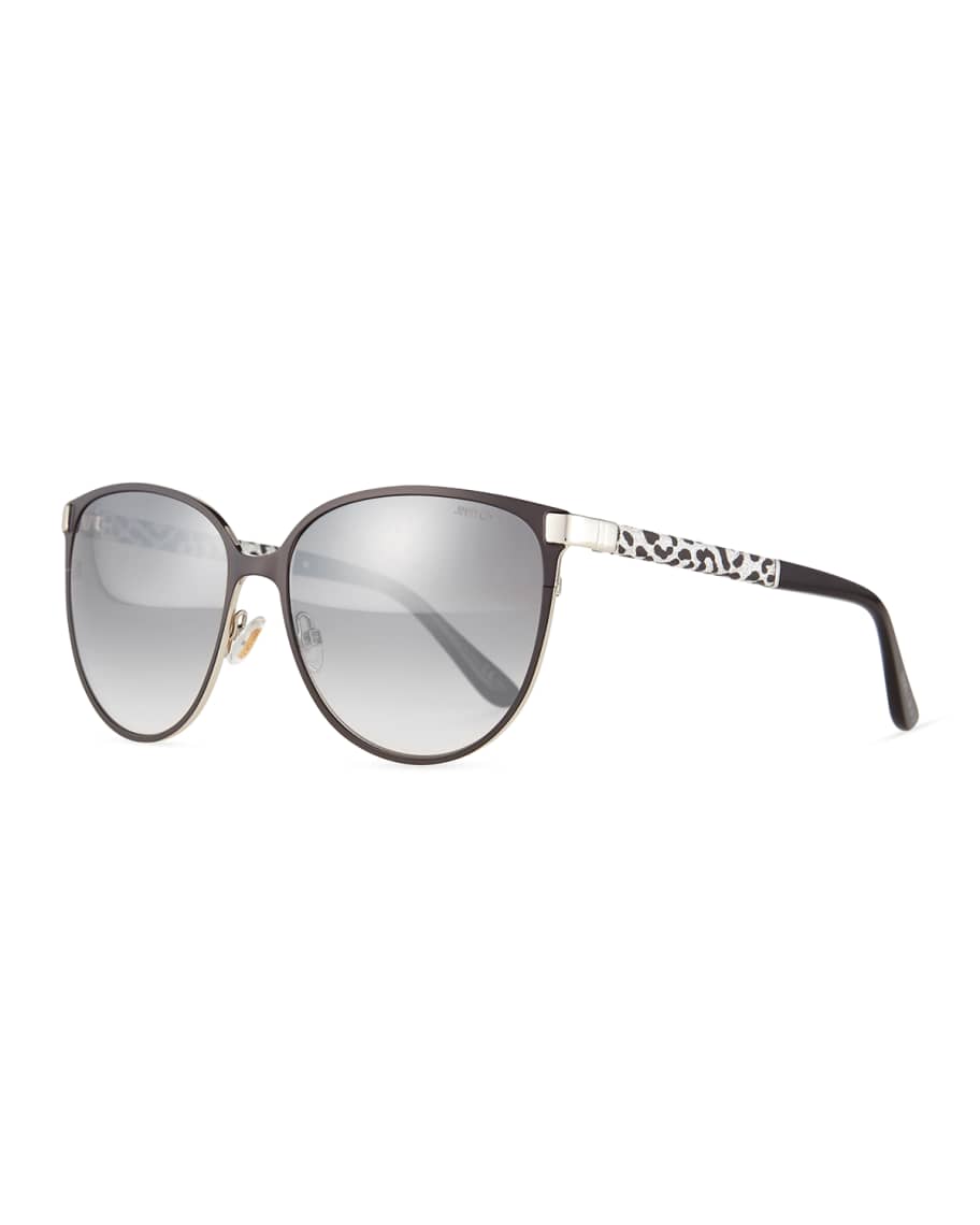 Jimmy Choo Posie Leopard Print Metal Cat Eye Sunglasses Neiman