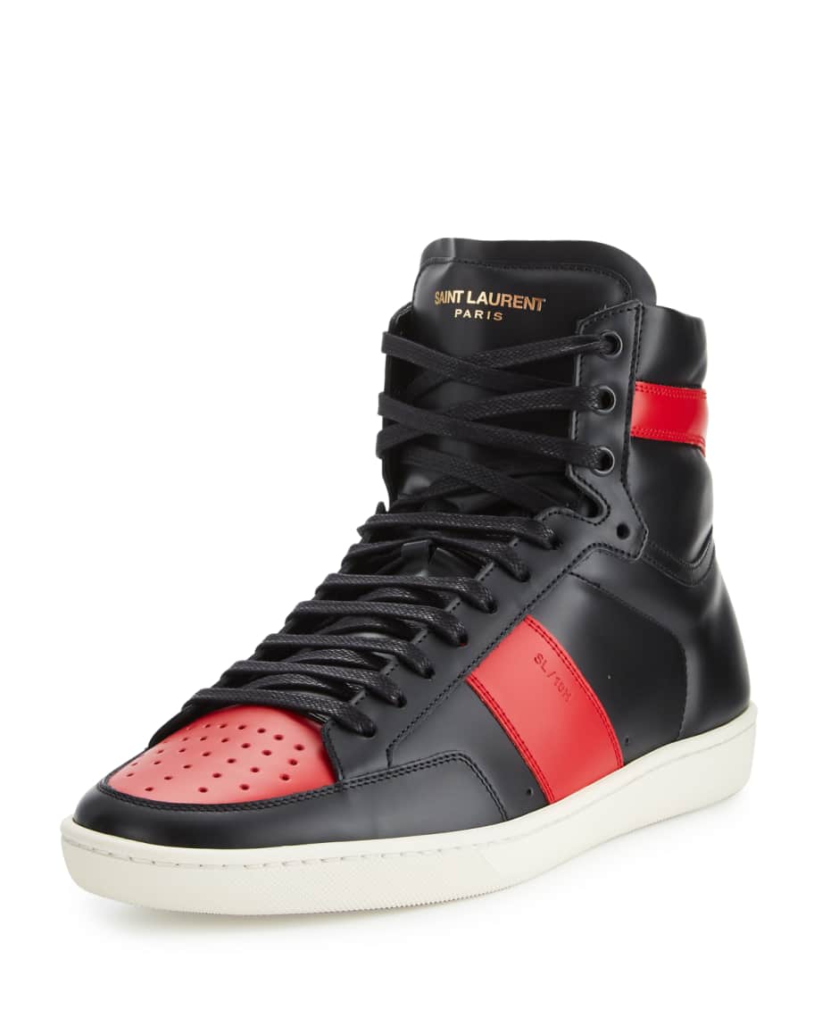 Saint Laurent Men's SL/10H Leather High-Top Sneakers | Neiman Marcus