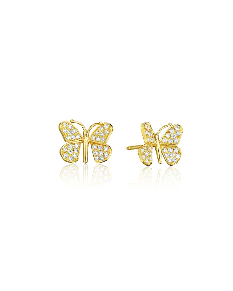 Mimi So Wonderland 18k Diamond Butterfly Stud Earrings | Neiman Marcus