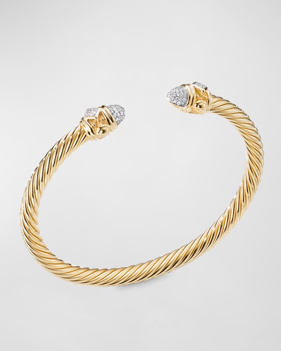 David Yurman 5mm Renaissance Bracelet with Diamonds in 18k Gold, Size M ...
