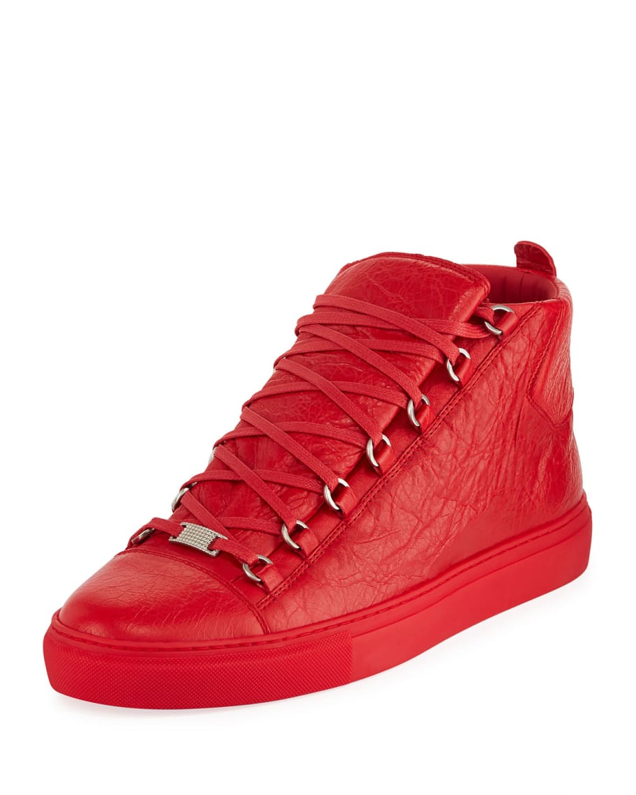 Balenciaga Men's Arena Leather High-Top Sneaker | Neiman Marcus