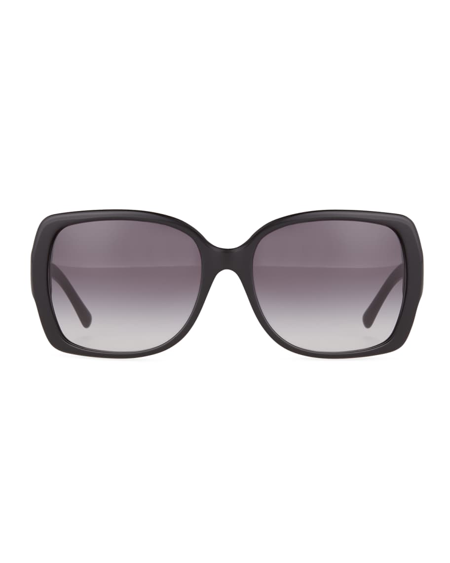 Image 2 of 3: Gradient Check-Temple Square Sunglasses, Black
