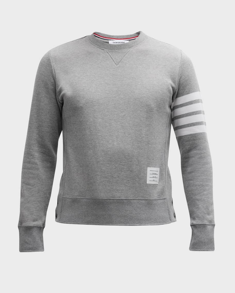 Thom Browne Men's Classic Crewneck Sweatshirt with Striped Sleeve
