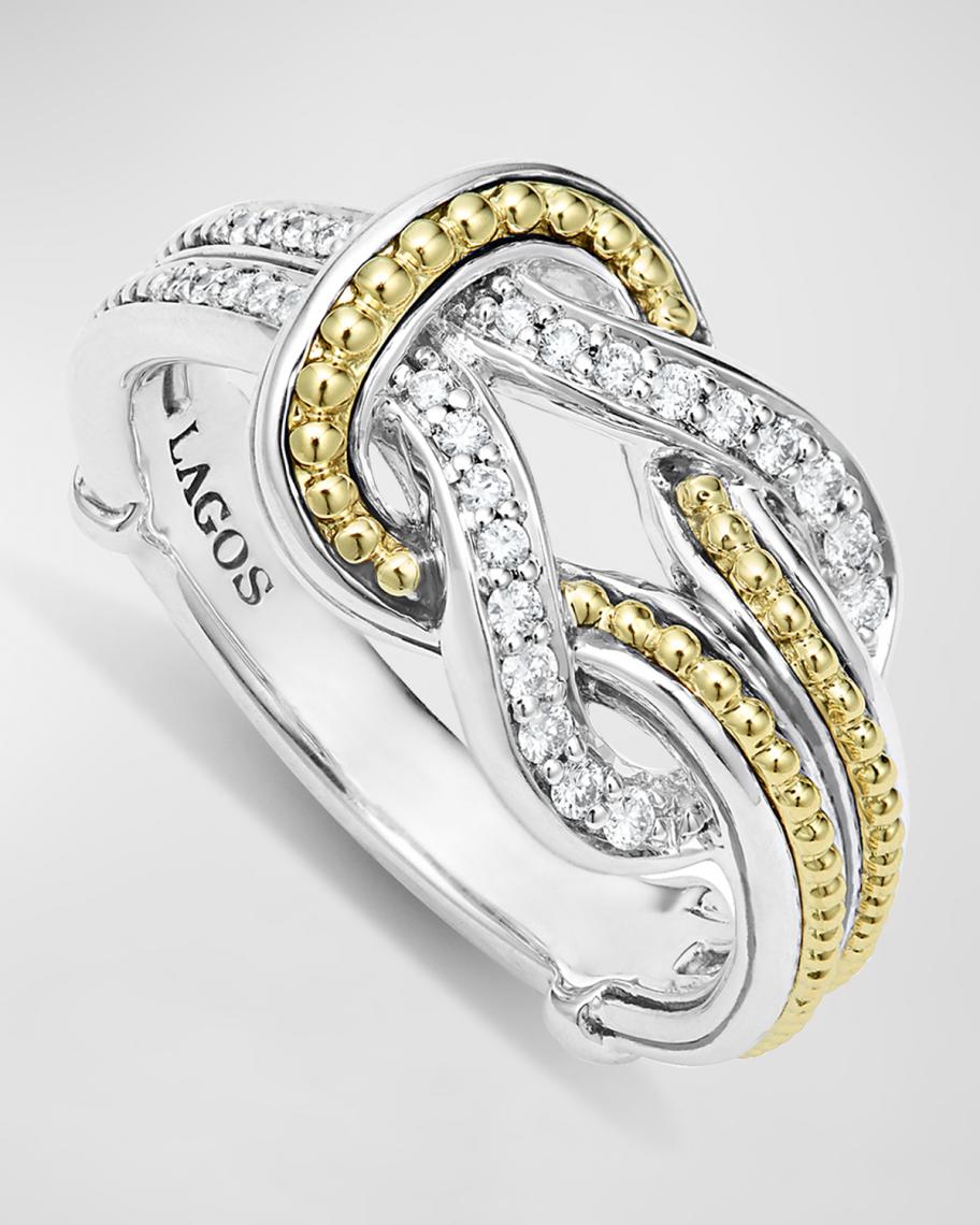 LAGOS Newport 18K Gold Diamond Knot Ring | Neiman Marcus