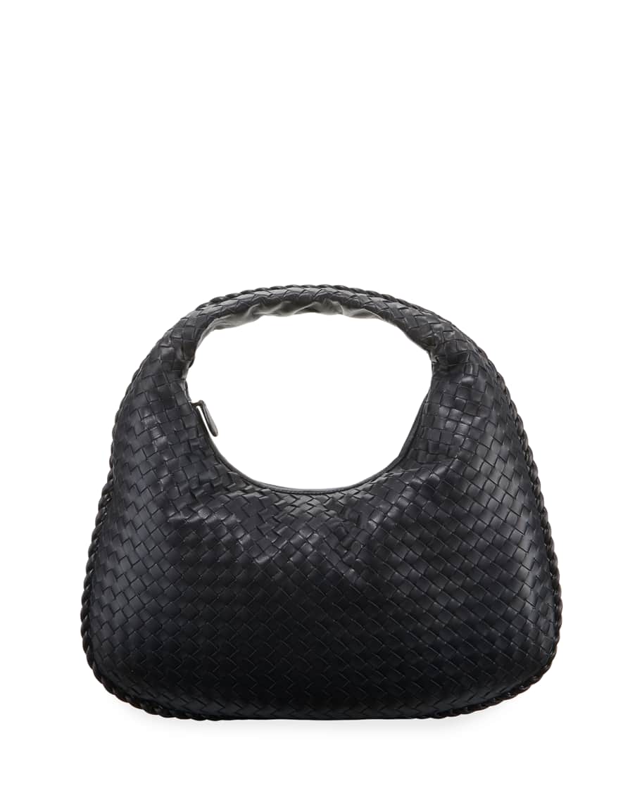 Bottega Veneta Veneta Intrecciato Medium Hobo Bag, Black | Neiman Marcus