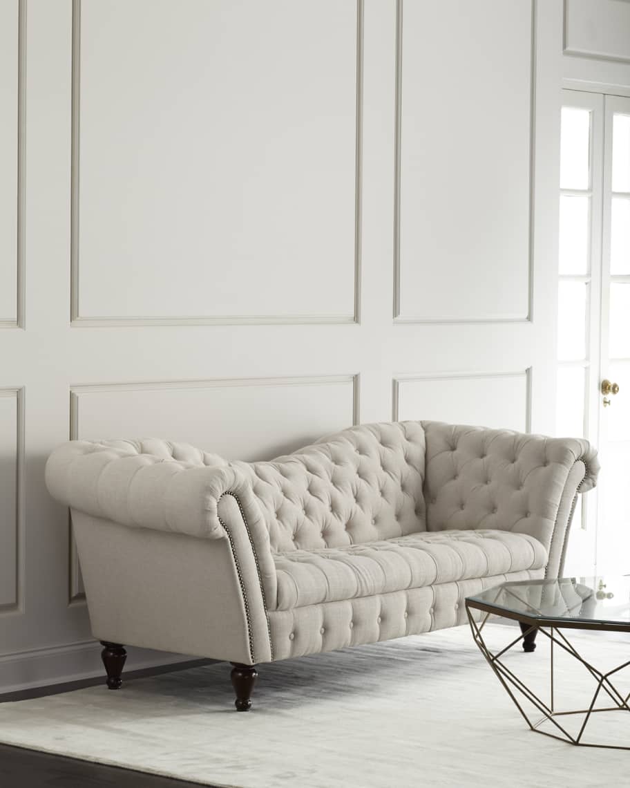 Cream Linen Recamier Sofa Neiman Marcus