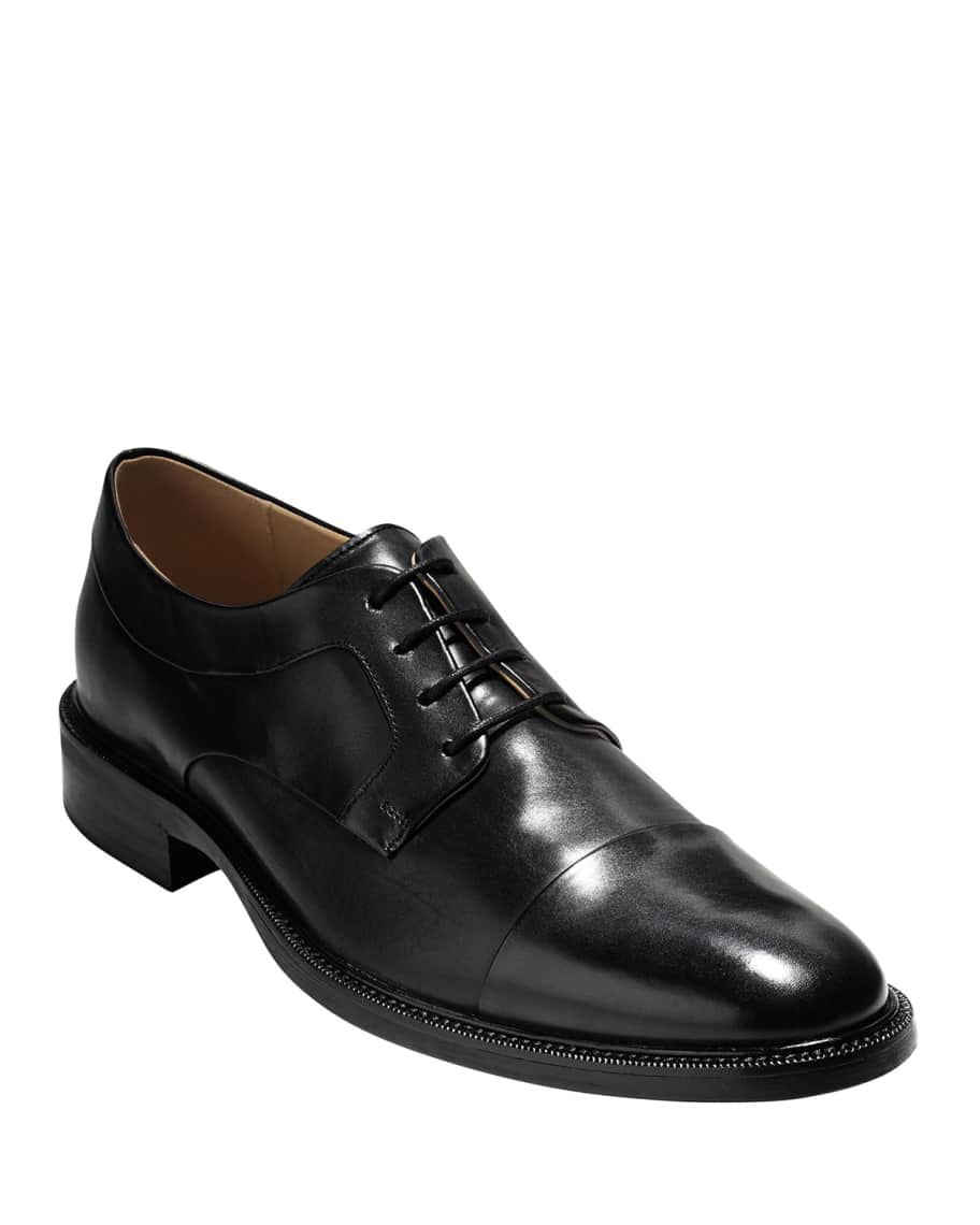 Cole Haan Warren Cap-Toe Leather Oxford, Black | Neiman Marcus