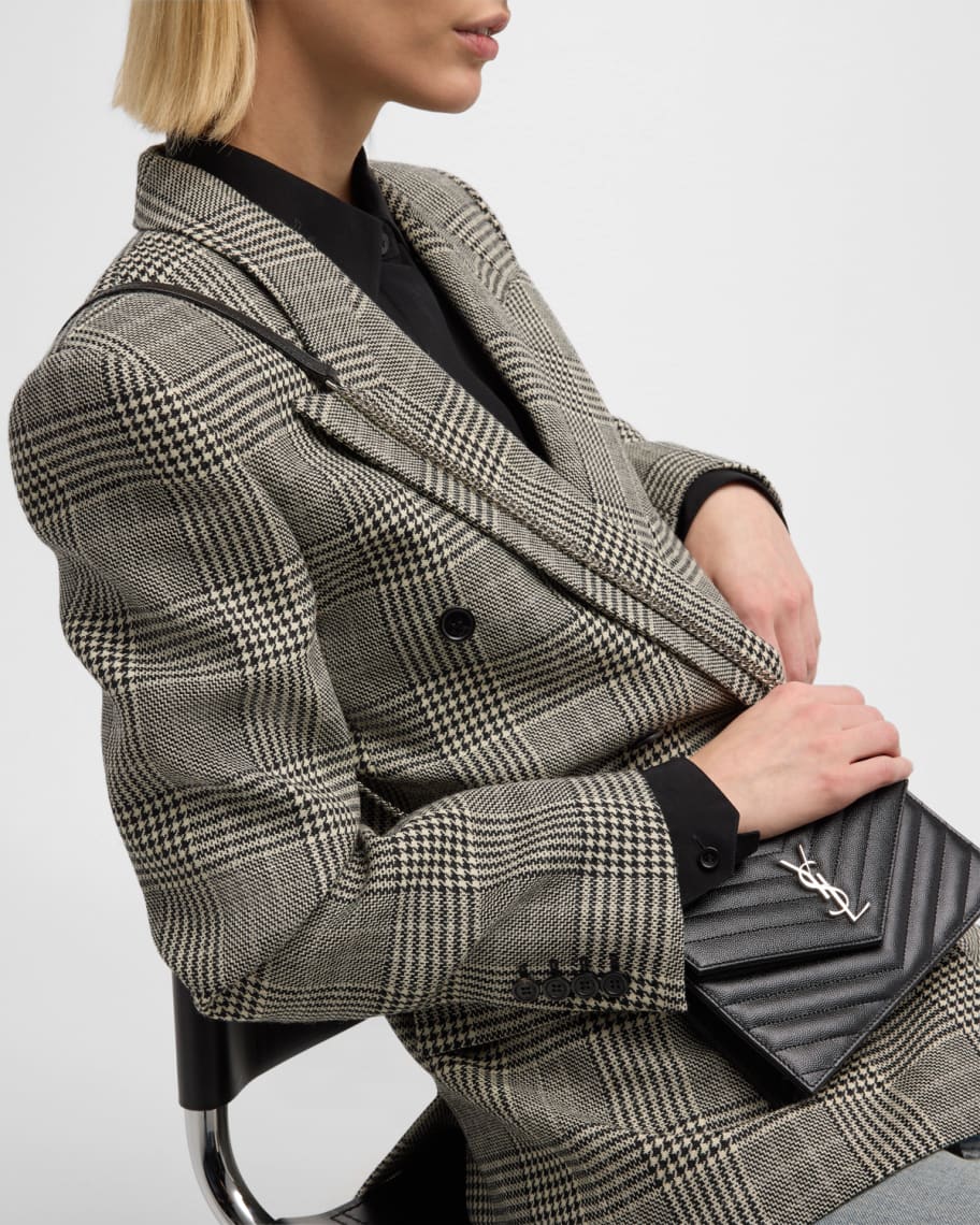 Image 2 of 6: YSL Monogram Small Wallet on Chain in Grained Leather