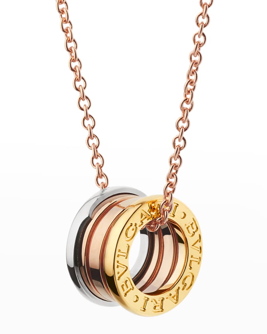 BVLGARI B.Zero1 Tricolor 18k Gold Charm Necklace | Neiman Marcus