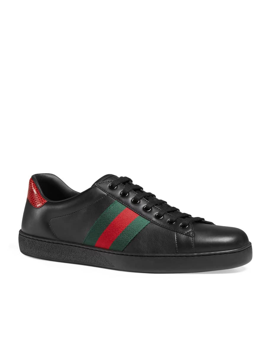 Gucci Men's New Ace Leather Low-Top Sneakers | Neiman Marcus