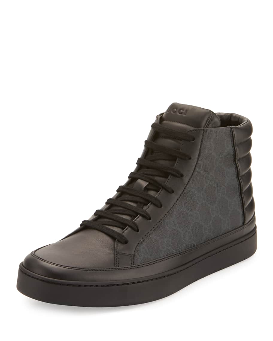 Gucci Men's Common Canvas & Leather High-Top Sneakers | Neiman Marcus