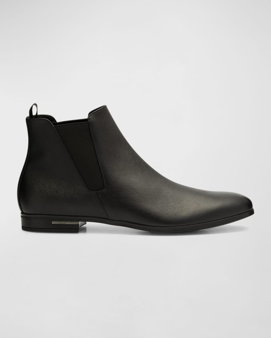 Prada Saffiano Leather Chelsea Boots | Neiman Marcus