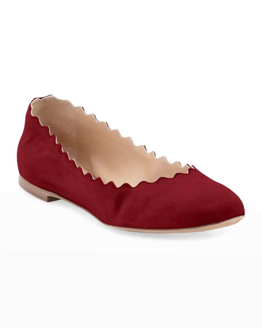 Chloe Scalloped Suede Ballet Flats Neiman Marcus