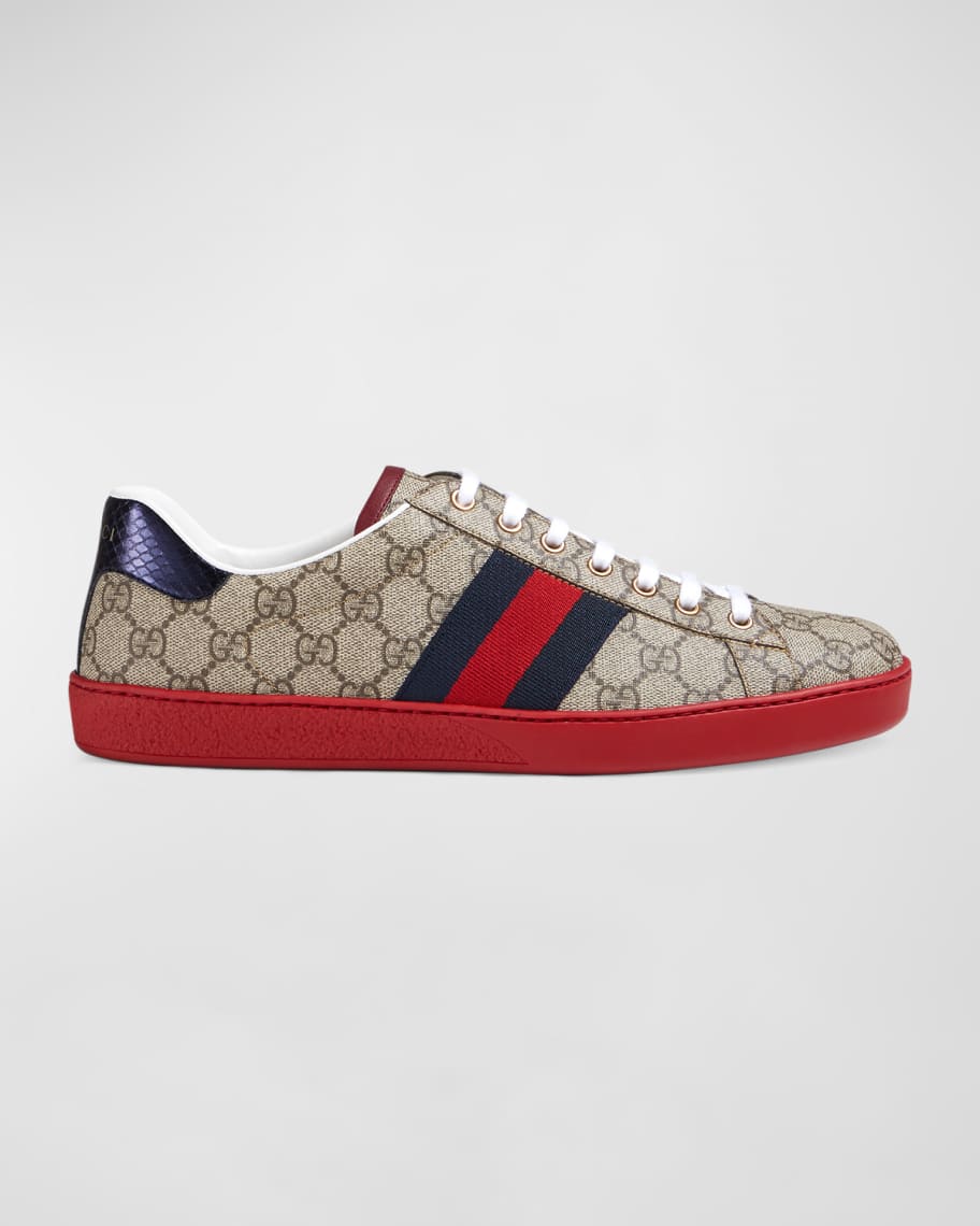 Gucci Men's Ace GG Embossed Low Top Sneakers